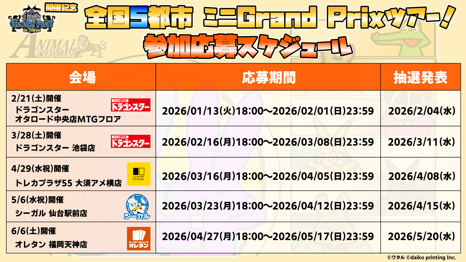 アニマルカードゲーム 日本 Grand Prix in Tokyo 2025 開催記念 全国5