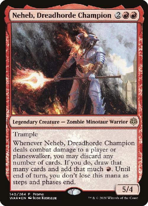 (WAR)Neheb Dreadhorde Champion(Promo)(ロゴ入)(F)/戦慄衆の勇者、ネヘブ