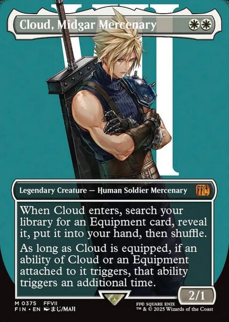 MtG FF ミッドガルの傭兵クラウド　ボーダーレス　ホイル　＆　バスターソード FIN)Cloud Midgar Mercenary(0375)(ボーダーレス)(キャラクター)(F
