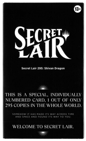 【未開封】SECRET LAIR 295:Shivan Dragon